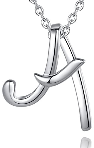 EUDORA Sterling Silver Initial Necklaces for Women A Letter Alphabet Personalized Charm Pendant Monogram Initial Necklace with 18inch O-Ring Chain