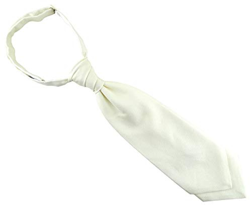 TigerTie - Cravatta Plastron, tessuto piqué, 2 pezzi, già legata, in tinta unita, crema, Taglia unica