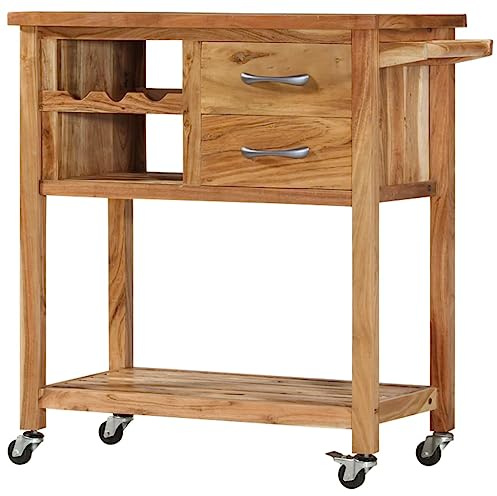 vidaXL Kitchen Trolley 31.5x17.7x35.8 Solid Wood Acacia