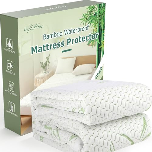 Queen Mattress Protector Waterproof Mattress Pad Washable Bamboo Rayon Mattress Cover Breathable Noiseless Bed Protector 5 - 21'' Elastic Fitted Deep Pocket