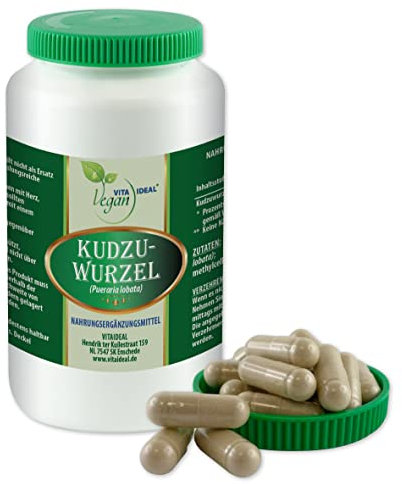 VITA IDEAL Vegan® Kudzu - Wurzel 360 Kapseln - Pueraria lobata - Tagesportion 900mg Kudzuwurzel reines Pulver. Natürlich, pflanzlich und ohne Zusatzstoffe, original von VITAIDEAL.