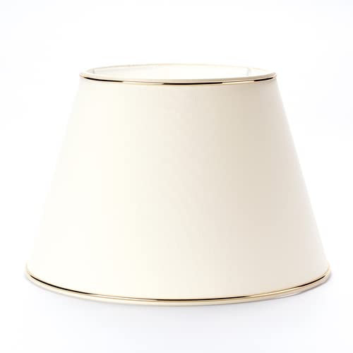 ORION LIGHTSTYLE Lampenschirm Stoffschirm Leuchtenaufsatz für E27 Lampen, creme mit Goldkante, rund, 32cm Chintz