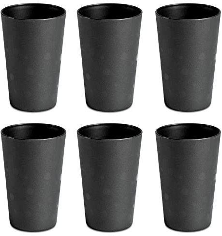 Hausfelder Trinkbecher 6er Set, unzerbrechliche Mehrweg Camping und Kinder Becher, Kunststoffbecher 275 ml (6 Stück, Anthrazit)