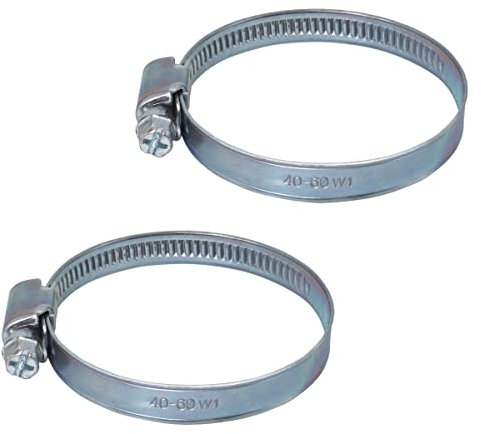 SKIR'CO Paquete de 2 abrazaderas de manguera ajustables de 40 a 60 mm, clips de manguera, abrazadera de tubo de tubo, accionamiento helicoidal (2 unidades)