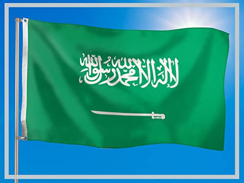 PHENO FLAGS Saudi-Arabien Flagge 90x150cm - wetterbeständige Fahne mit Messingösen, 100% Polyester, robuste Doppelnaht & in lebendigen Farben - ideal für Flaggen-Liebhaber