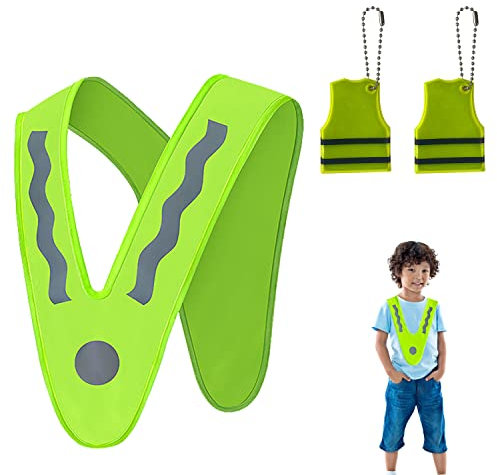 PFLYPF 1 stück reflektierende Schulterweste, 2 Stück reflektierende Weste Anhänger, dreieckige Sicherheitsweste, Warnweste für Kinder nach der Schule, geeignet für Radfahren, Schulreisen