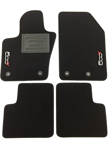 ASC Tappetini Auto Compatibili con Fiat 500X Cross-Lounge-Sport 2014-2024, Moquette, 2 Loghi Ricamati, Bordo Antiscivolo Nero, Bottoni e Battitacco