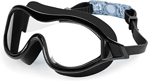 Schwimmbrille Mit Anti-Nebel Und UV-Schutz - Für Erwachsene, Männer, Frauen Und Jugendliche - 180° Klarsicht (Schwarz)