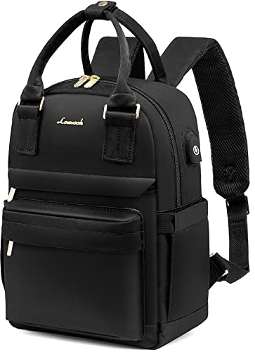 LOVEVOOK Rucksack Damen Klein, Wasserdicht Cityrucksack Handtasche 2 in 1, Mini Tasche Daypack Backpack Women Elegant für Freizeit Schule Reisen Arbeit, Schwarz