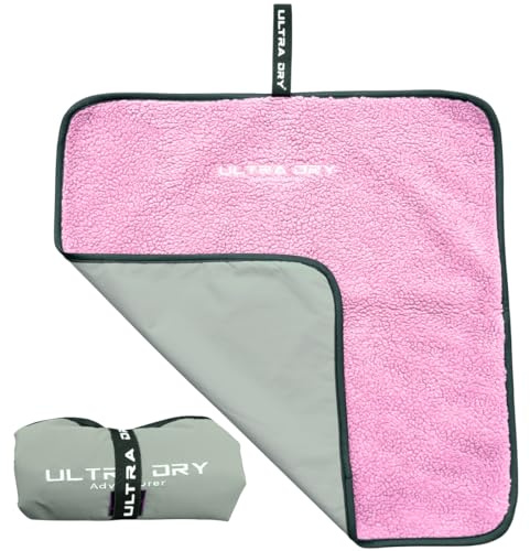 Ultra Dry - Cambiador para cambiar al aire libre, surf y natación, compacto, portátil y suave, resistente al agua, color rosa y gris