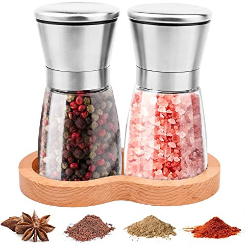 Set da 2 Macina Pepe Manuale Macinapepe Macina Sale Pepe Macina Sale Grosso Macinapepe Manuale Saliera e Pepiera Regolabile per Sale Marino Grosso Pepe In Grani