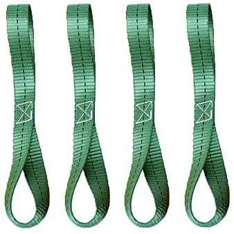1 tum x 15,7 tum spännslingor Tie-Down Straps mjuka slingor spännremmar, dubbla slingor bältesöglor för bil motorcykel camping klättring, 800 kg arbetsbelastning per rem – grön