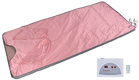 Manta de sauna, manta de sauna de infrarrojos lejanos, 70.9 x 31.5 x 0.8 pulgadas, sauna de infrarrojos portátil, sudoración, cama de sauna, manta de calefacción corporal con mangas, manta térmic