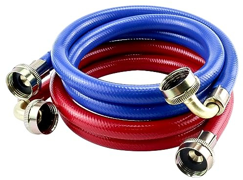 Rubber Washing Machine Hoses With Elbow 4FT,Washing Machine Elbow Hose with 3/4 Connection Supply for Hot and Cold Water Washer Hoses (2 Packs),Universal Fit for All Standard Wash Machines-by MIFLUS