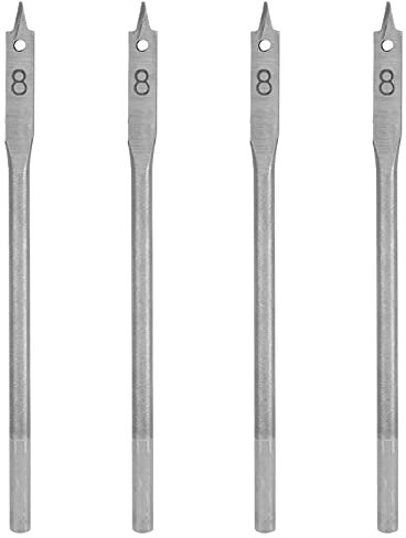 4PCS Spade Drill Bit Set, Wood Drill Bit Set 8mm High Carbon Steel Paddle Flat Bit Wood Hole Saw Cutter Woodworking Tool for Wood, Fiberglass, Plastic, PVC