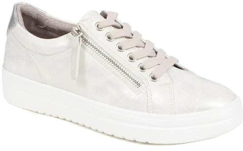 Pavers Womens Chunky Platform Trainers in Silver Shimmer - Comfortable Shoes - Lace-Up & Zip Fastening with Cushioned Insole for Everyday Wear - UK Size 5