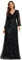 Ever-Pretty Women's Sequin A-Line V Neck Long Sheer Sleeves Tulle Evening Prom Dresses Black 18UK