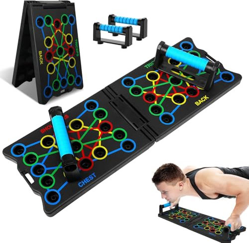 Liegestütze Brett - 24 in 1 Faltbare Tragbare Push Up Board, Multifunktionales Fitnessgerät für Ganzkörpertraining, Effektive Liegestützgriffe & Muskelaufbau im Home Gym