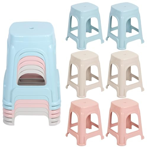 yoakaiax Lot de 6 tabourets empilables en plastique pour salle de classe, bureau, maison, tabourets empilables pour enfants et adultes, chaise d'enseignant, hauteur standard de 44,5 cm
