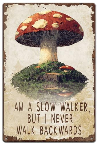 SUPERDANT Grandi Cartello In Latta con Funghi Testo Motivazionale Poster Retrò In Metallo Decorazione Da Parete Vintage con Funghi Targa In Metallo per La Casa Decorazione Da Parete