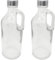 Tradineur - Pack de 2 Botellas de Cristal con asa 1000 ml, Tapa de Rosca de plástico y Metal, Jarra dispensadora 24,7 x 9,5 cm para Agua fría o Caliente, Bebidas