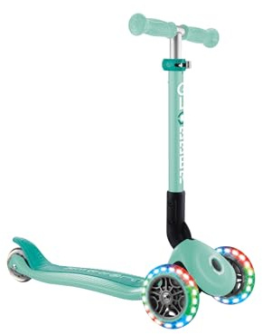 GLOBBER JUNIOR - Trottinette pliable - 120/80 mm - ABEC 9 - 3 roues - Roues LED - Menthe