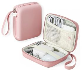 Linpr Organisateur de Chargeur pour MacBook, Coque Rigide, Rose, L | Sac de Rangement pour Appareils Electroniques Portables, Accessoires de Voyage Utiles pour MacBook, Pochette Câble