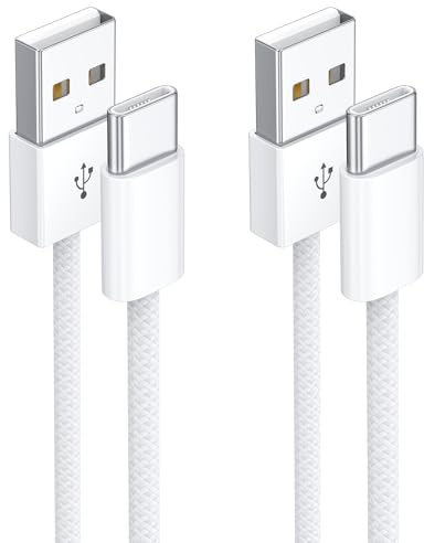 USB C-kabel snabbladdning 3A 1M 2pack nylon USB till USB C-laddningskabel | typ C för Phone 17 16 15 /Air/Plus/Pro Max, Samsung Galaxy S25, S24, S23, S22, S21, S20, S10, Huawei P40 P30
