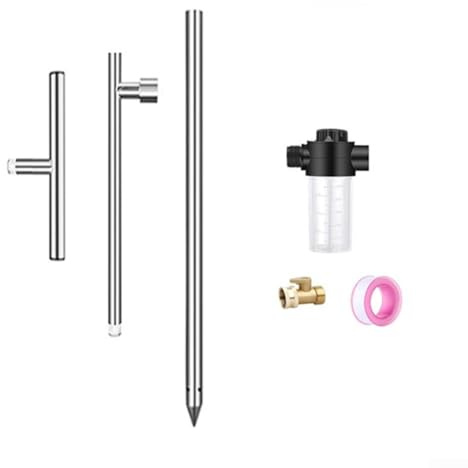 Zilimontt Outil d'arrosage à racines profondes en acier inoxydable avec poignée en T de 81,3 cm pour arbustes, arbres fruitiers et plantes de jardin, compatible avec les tuyaux d'arrosage standard