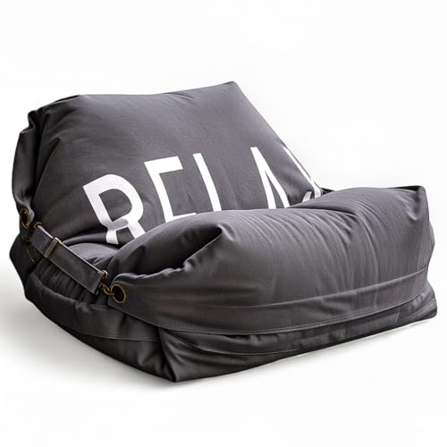Aiire Pouf Poltrona Sacco Design - [180x140] Puffo per Sedersi con imbottitura di Lusso - Puff per Salotto Moderno o Camera da Letto - Bean Bag Morbido o Cuscini da Pavimento XXL Grigio