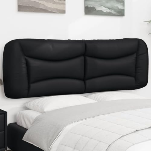 Mandloder Huvudgavelkudde Hvar svart 152 cm konstläder, väggkudde för sängar, smutsavvisande, enkel installation, lyxig design, mjukt ryggstöd