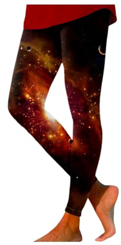 Nuqqichongtian Galaxy Costume da donna, Galaxy Leggings da donna, a vita alta, con stampa colorata, leggings da yoga, pantaloni elasticizzati, pantaloni da yoga, pantaloni da render con glitter