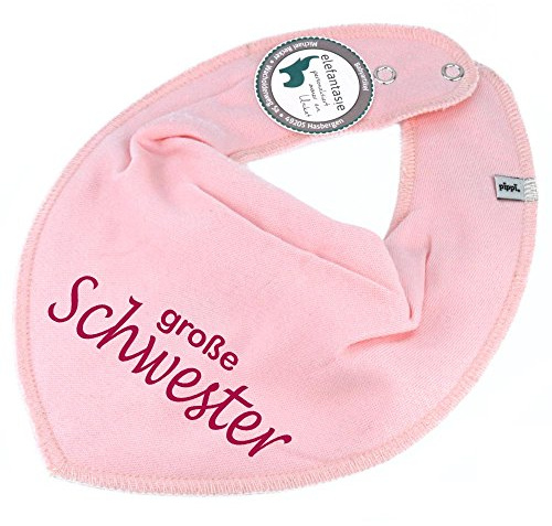 Elefantasie Bandana avec inscription en allemand « Grande sœur » pour bébé ou enfant - Rose