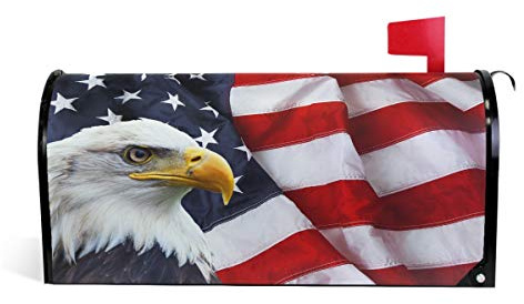 Wamika Patriotic Eagle American Flag Mailbox Covers Standard Size Memorial Independence Day 4th of July Magnetic Mail Wraps Cover Post Box 21 X 18 for Garden Yard Decor