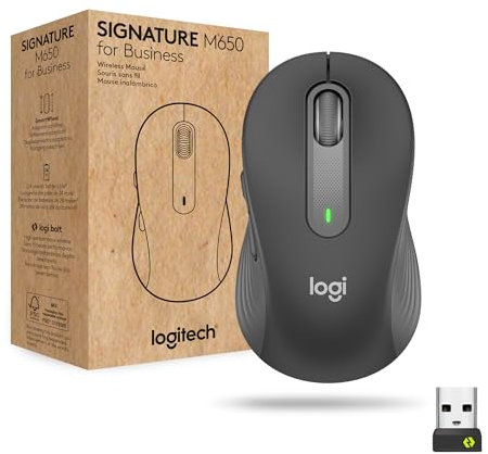 Logitech Signature M650 for Business kabellose Maus, für kleine und mittelgroße Hände, Logi Bolt, Bluetooth, SmartWheel - Grau