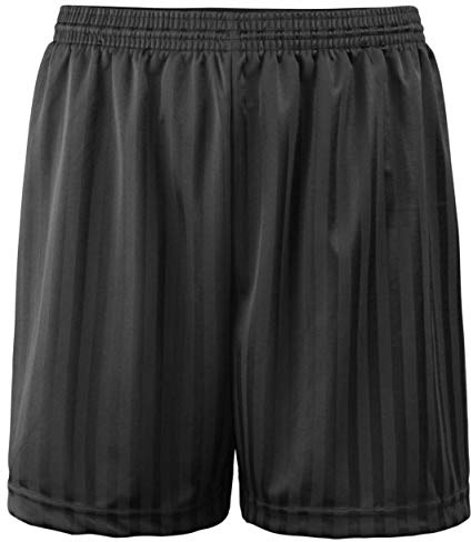 Kids Essentials Boys Girls PE Shorts School Games Gym Football Shadow Stripe Many Colours (Black, 5-6 Years)