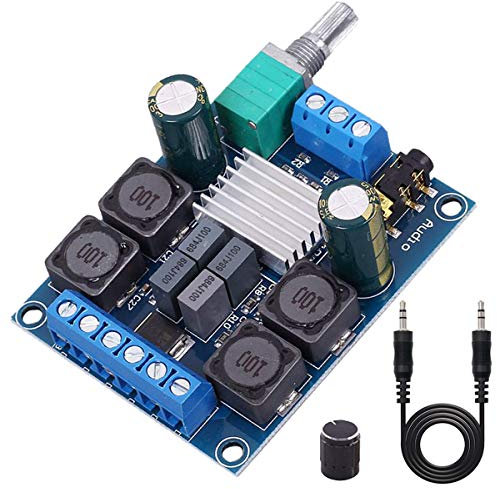 Youmile TPA3116D2 Digital Amplifier Board Dual Channel 2x50W 5V 12V 24V Audio Stereo AMP High Power Digital Subwoofer Power Amplifier Board for Speakers with 3.5mm Jack Audio Cable, Knob Cap