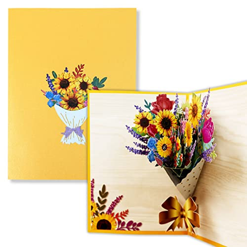 TOG BEG® 3Pop-up Karte, bunter Blumenstrauß als Partnergeschenk, als Geschenk für Mama oder Ehefrau als Geburtstagskarte, Hochzeitskarte, zum Muttertag, Frauentag, Jahrestag, Valentinstag