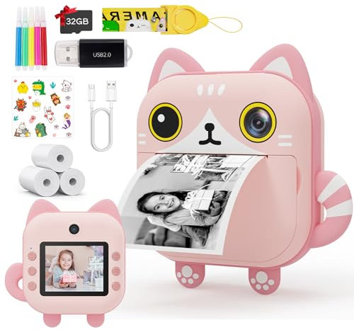 Selvim 40MP Kinderkamera, 2,4'' Bildschirm Sofortbildkamera Kinder, 1080P HD Videokamera mit 32GB TF-Karte, Dual-Objektiv Kinder Kamera als Geschenke für Kinder von 3 bis 14 Jahren