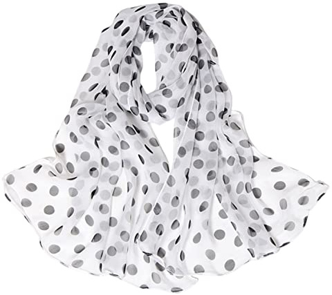FAIRYGATE Womens Scarves Lightweight Fashion Polka Dot Print Ladies Scarfs for Women Chiffon Scarf Wrap Head Shawl Birthday Gift A4818
