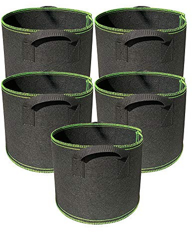 Ayvicco 5-pack 3 gallon odlingsväskor kraftiga tjocka icke-vävda luftningstyg krukor med handtag, inomhus trädgård planteringspåsar för grönsaker, blomma, örter, heminredning, växtpåsar