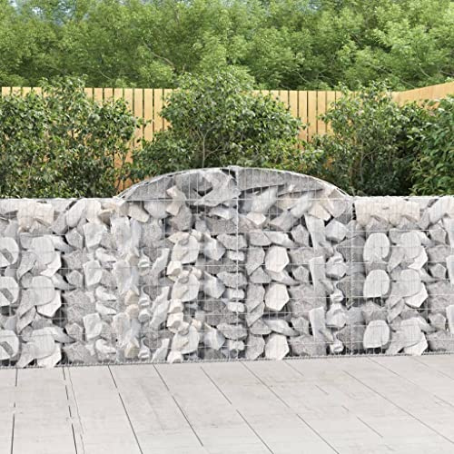 YAFF Arched Gabion Baskets 3 pcs 118.1x11.8x39.4/47.2 Galvanized Iron