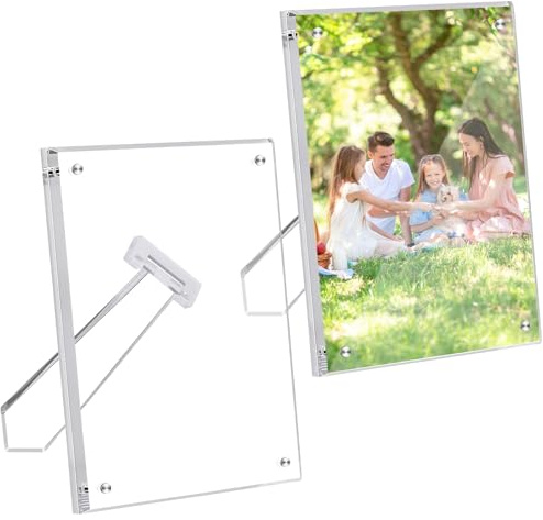 lalago 2 pz cornici magnetiche per foto 13 x 18 cm, cornici fotografiche in acrilico da 7 pollici per uso verticale, cornici magnetiche in acrilico per foto