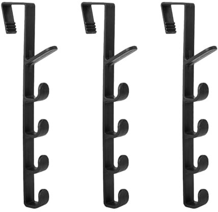 SLEEKEE 3 Stück Türhaken, Türhängerhaken, Türhängerhaken Ohne Stanzlöcher, Türablagen, Handtuchhalter, Geeignet Zum Aufhängen Von Handtüchern Und Kleidung (Schwarz)