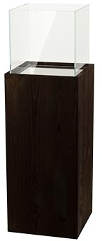 DECOKTIVO Colonna portacandela in legno e vetro, lanterna decorativa da pavimento, portacandela decorativo, ideale per soggiorno, balcone e terrazza, colore marrone scuro, altezza 80 cm
