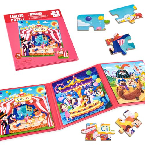 ASTARON Puzzles magnétiques pour Enfants de 3 à 5 Ans, 20-25-30 pièces Puzzles d'apprentissage pour Les Voyages en Voiture, Jouets de Voyage, activités en Avion et en Voiture pour Enfants