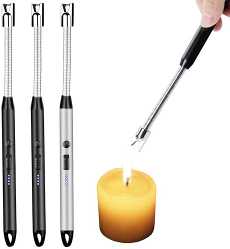3 accendini ad arco lungo, elettrici, elettronici, jet, flame, ricaricabili USB, al plasma per candele, per accendere candele, cucina, barbecue