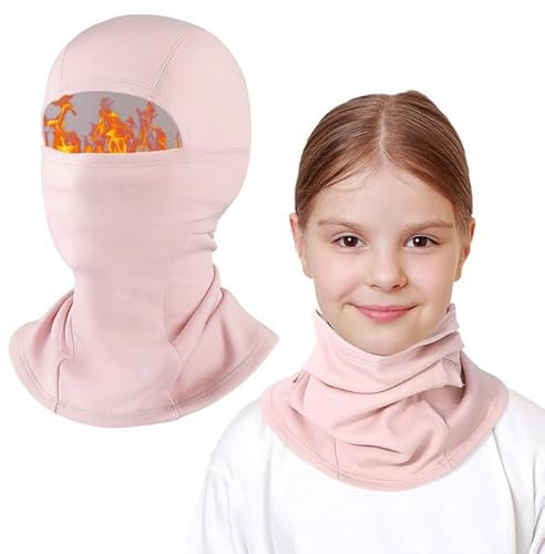 AYPOW Kinder Sturmhaube Winter 4-12, Multifunktional Winddicht Fleece Warm Skimaske Radfahren Gesichtsmaske unter dem Helm, Sturmmaske Mütze mit Halswärmer für Jungen Mädchen, Winter Outdoor Sport
