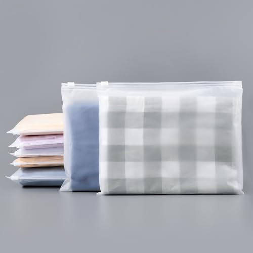 Svaldo Sac Plastique Zip, 50 Pièces 25 * 20cm Pochette Vetement Voyage, Sac Zippé Transparent Dépoli, Petit Pochette Imperméable pour Serviettes, Cosmétique (Sans Trous de Ventilation)