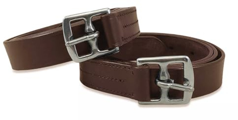 Avon Equine Cuero de estribo negro y marrón (60, marrón)